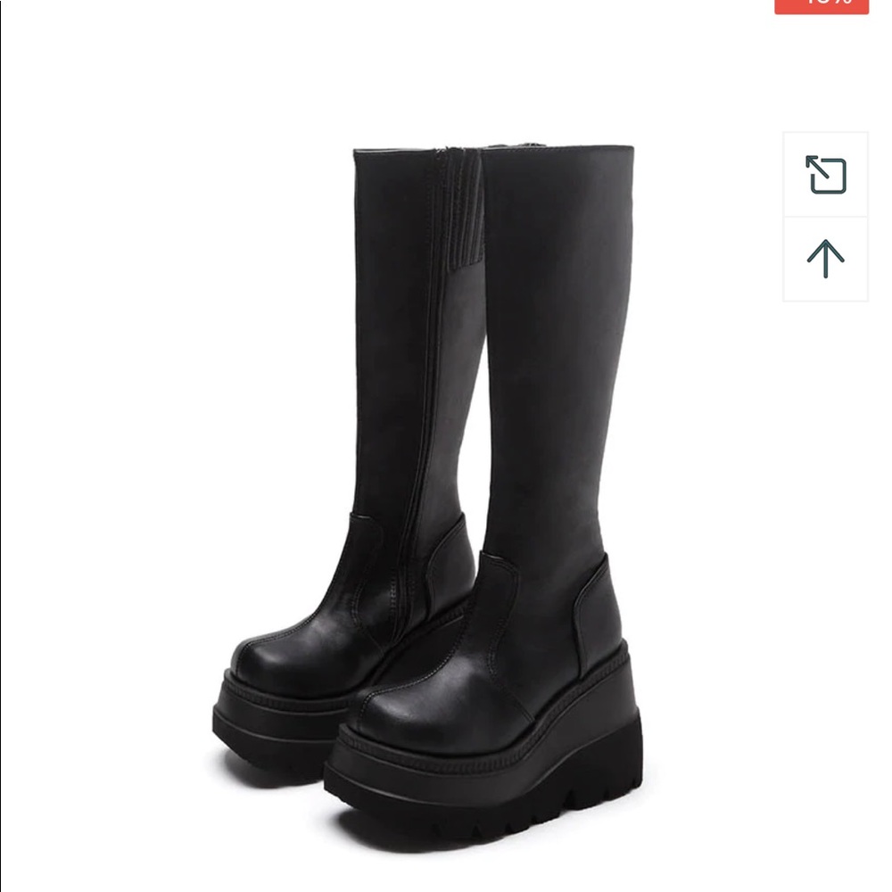 yoursblack side zip platform boots size 8 US size 39 CHN